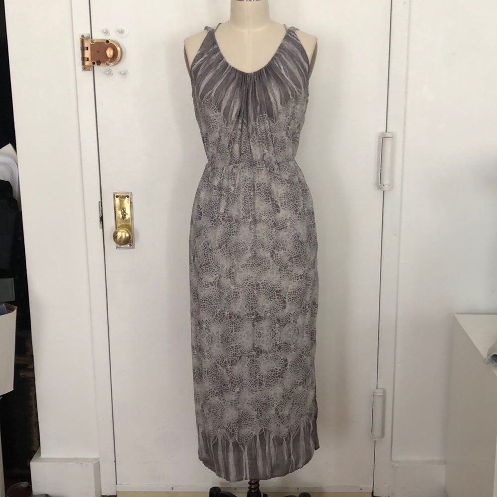 Anthropologie Silk Grey crepe print dress M 🕸